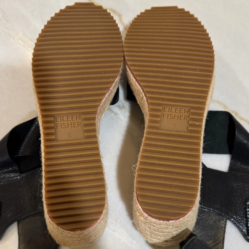 Eileen Fisher NEW Willow Black Wedge Sandals Size 8